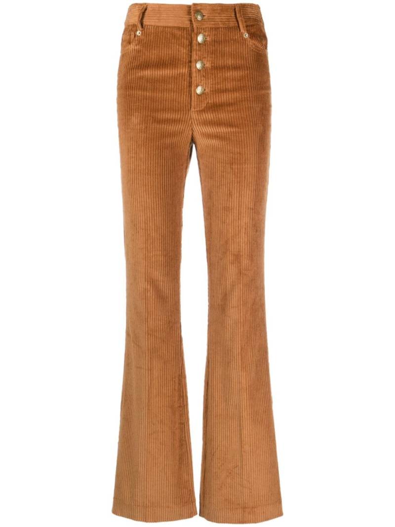 TWINSET logo-plaque corduroy flared trousers - Brown von TWINSET