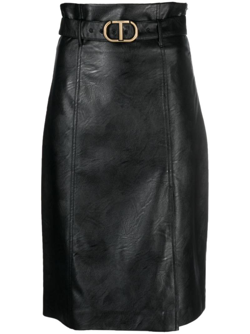 TWINSET logo-plaque high-waist skirt - Black von TWINSET