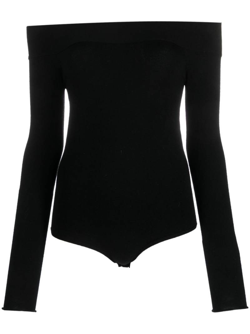 TWINSET logo-plaque off-shoulder bodysuit - Black von TWINSET