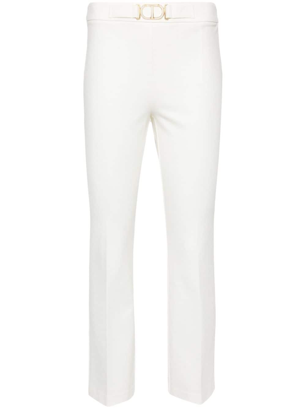 TWINSET logo-plaque ribbed trousers - White von TWINSET
