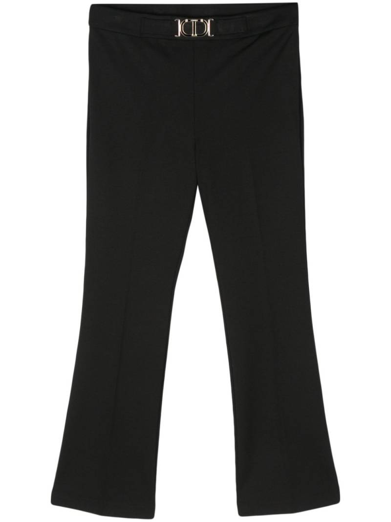 TWINSET logo-plaque straight-leg trousers - Black von TWINSET