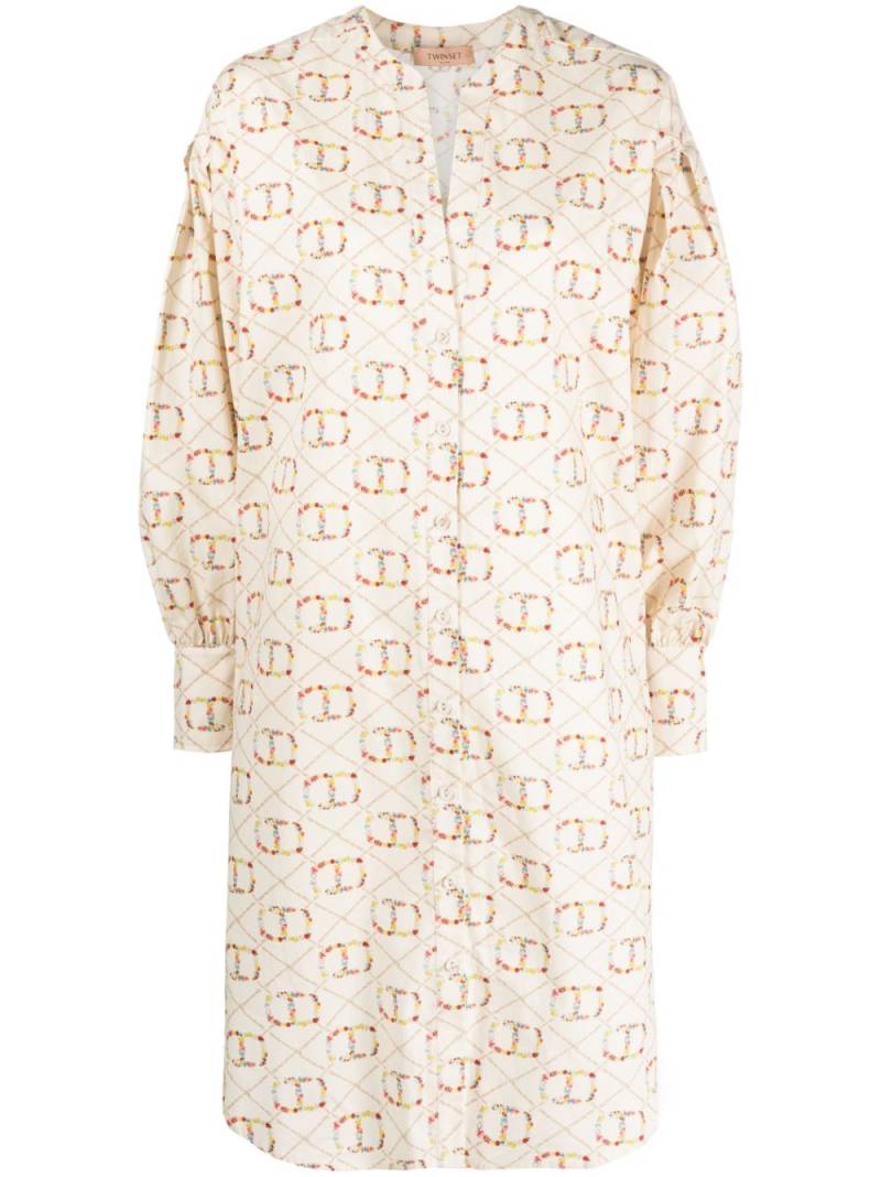 TWINSET logo-print cotton shirtdress - Neutrals von TWINSET