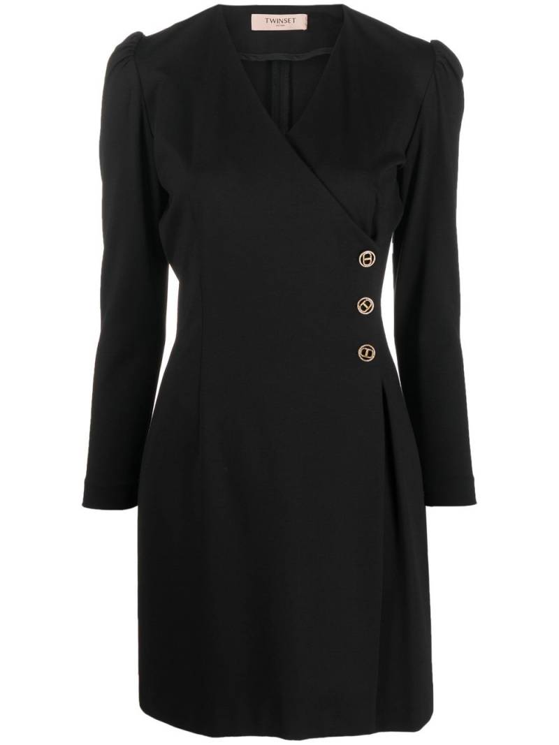 TWINSET long-sleeved wrap dress - Black von TWINSET