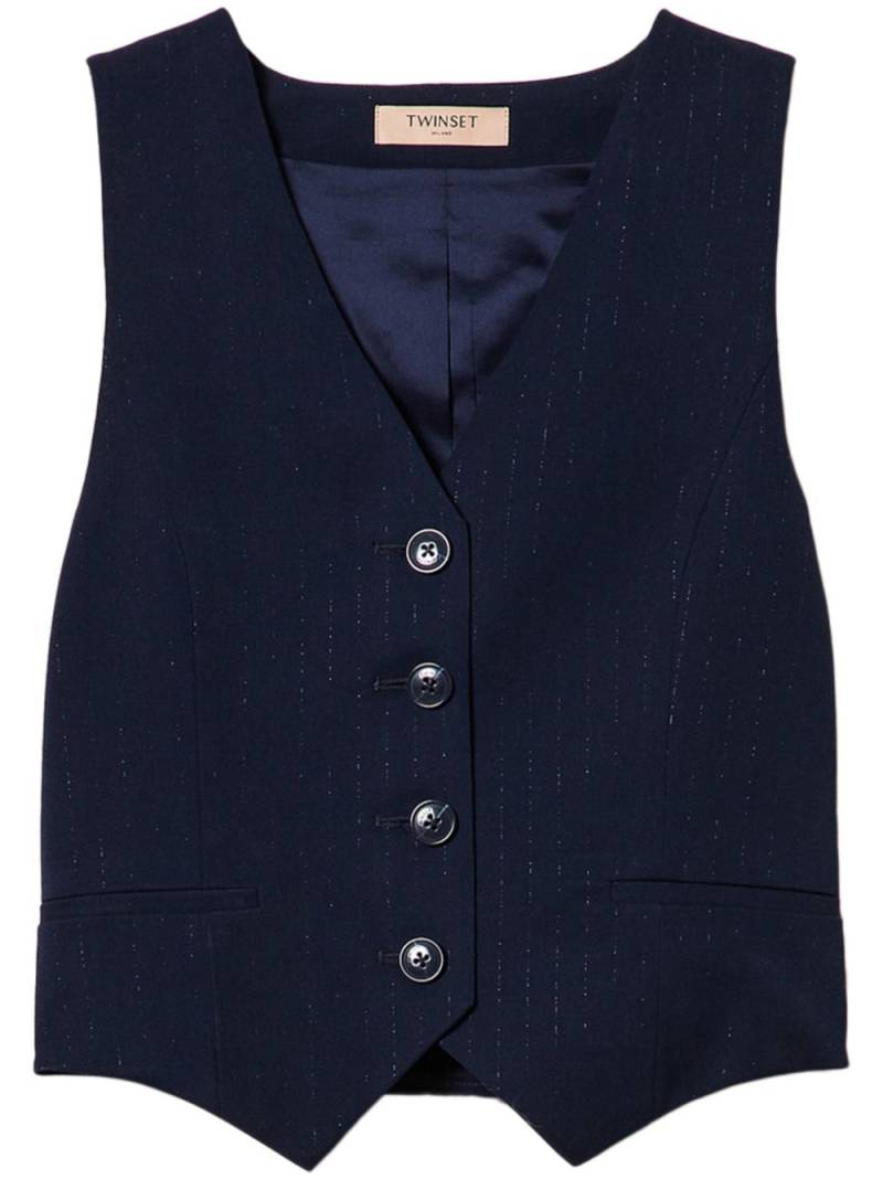 TWINSET lurex-detail pinstriped waistcoat - Blue von TWINSET