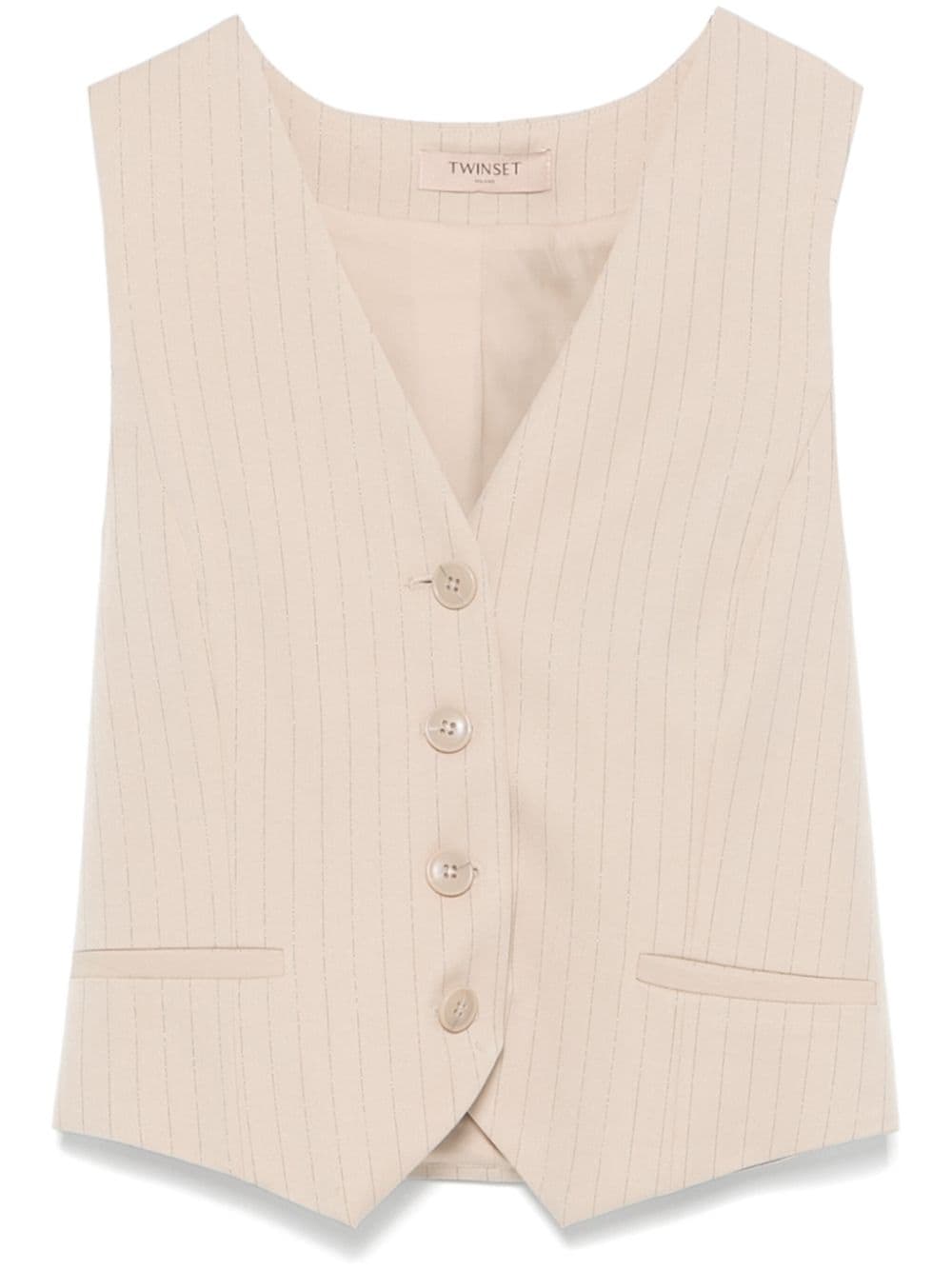 TWINSET lurex pinstripe waistcoat - Neutrals von TWINSET