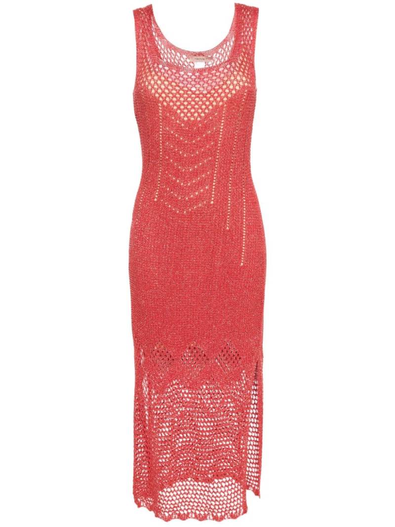 TWINSET metallic open-knit maxi dress - Red von TWINSET