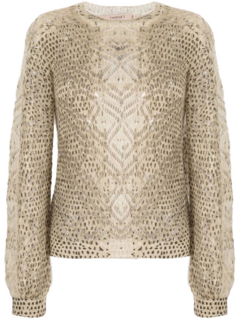 TWINSET open-knit crew-neck jumper - Neutrals von TWINSET