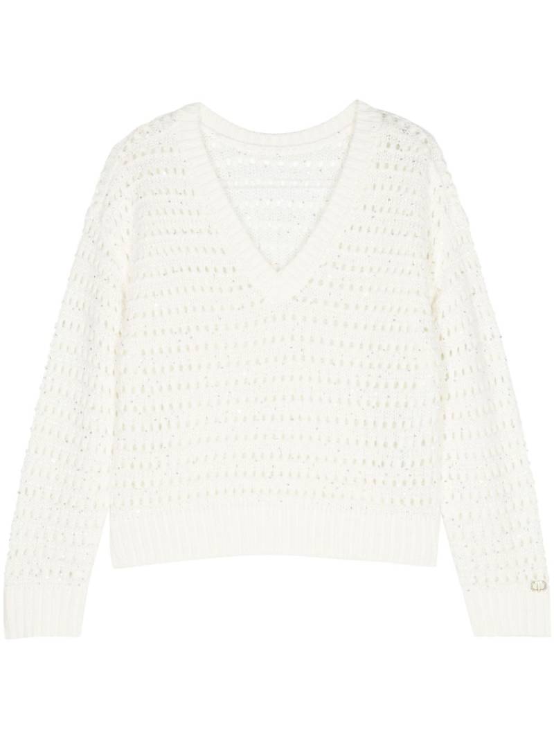 TWINSET open knit top - White von TWINSET