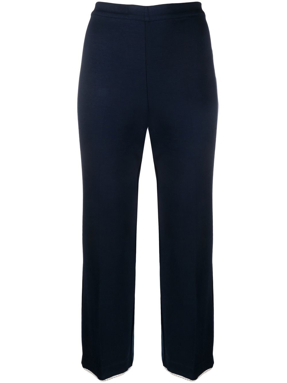 TWINSET pearl-embellished cropped trousers - Blue von TWINSET