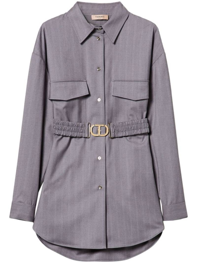 TWINSET pinstripe-print belted shirt - Grey von TWINSET