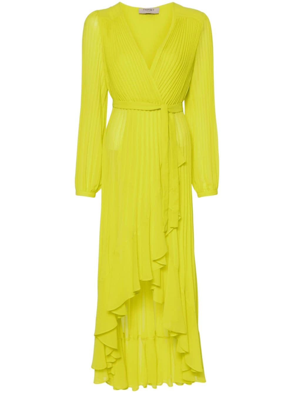 TWINSET pleated georgette maxi dress - Yellow von TWINSET