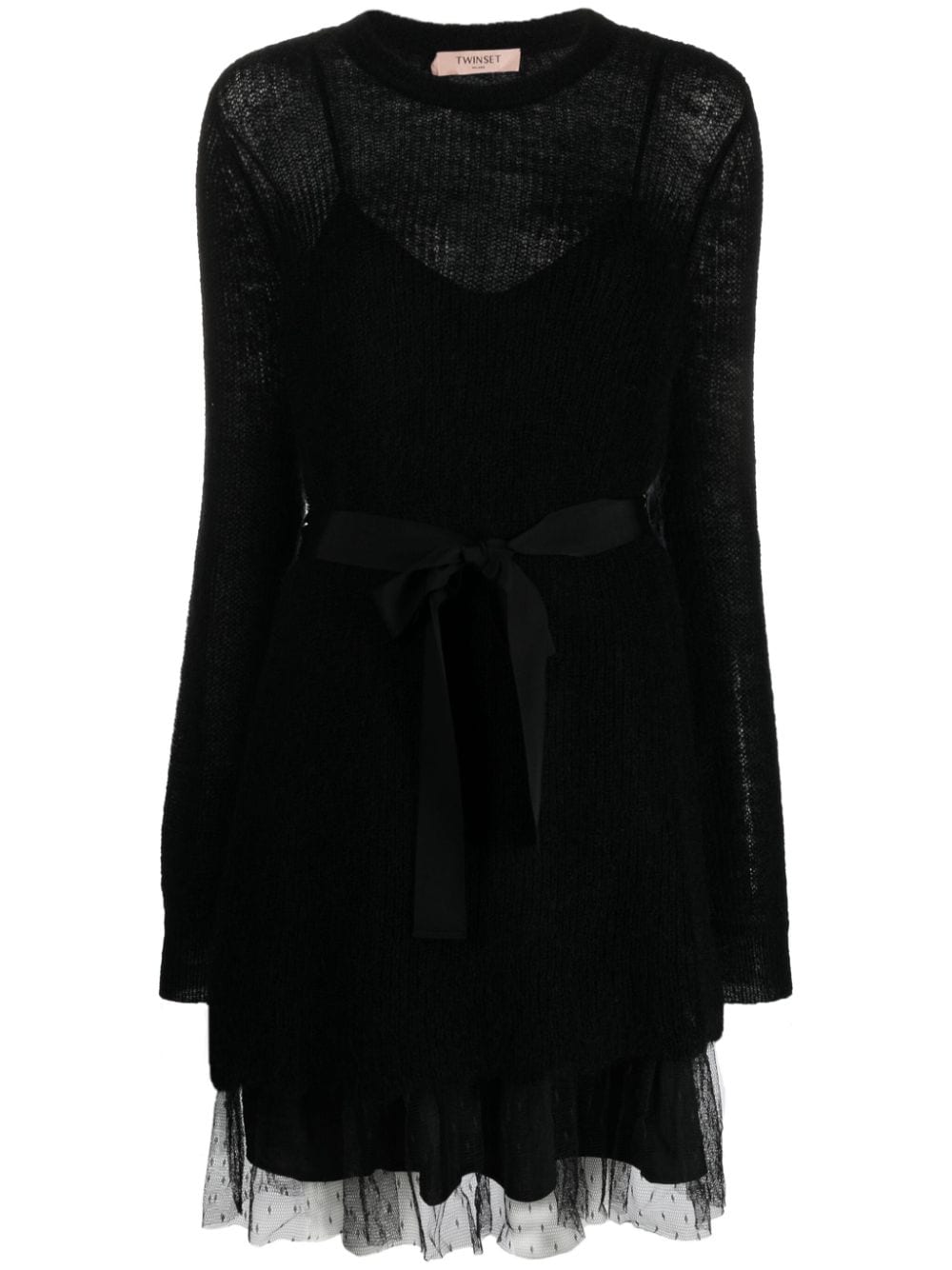 TWINSET point d'esprit-tulle knitted dress - Black von TWINSET