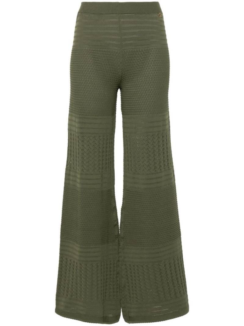 TWINSET pointelle-knit wide trousers - Green von TWINSET