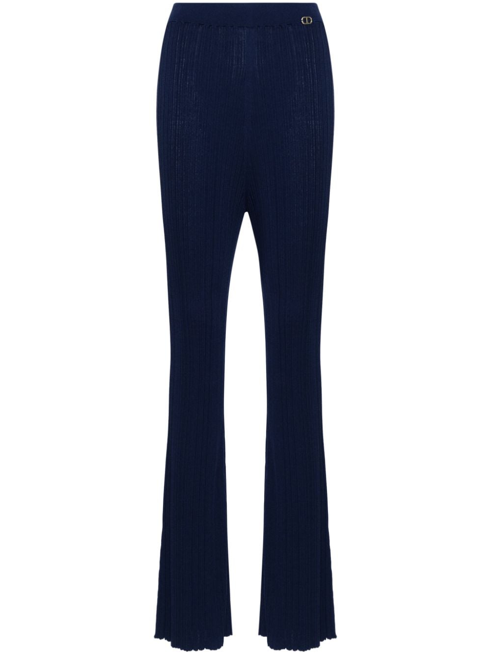 TWINSET ribbed-knit flared trousers - Blue von TWINSET