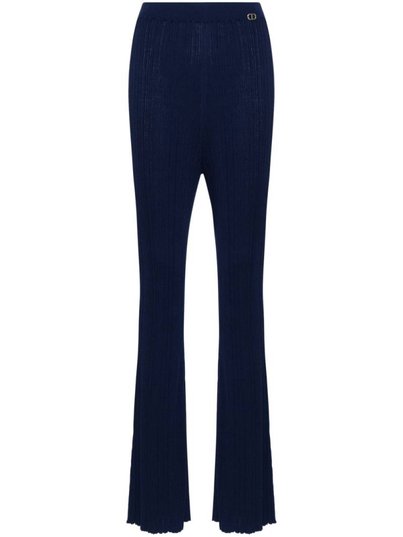 TWINSET ribbed-knit flared trousers - Blue von TWINSET