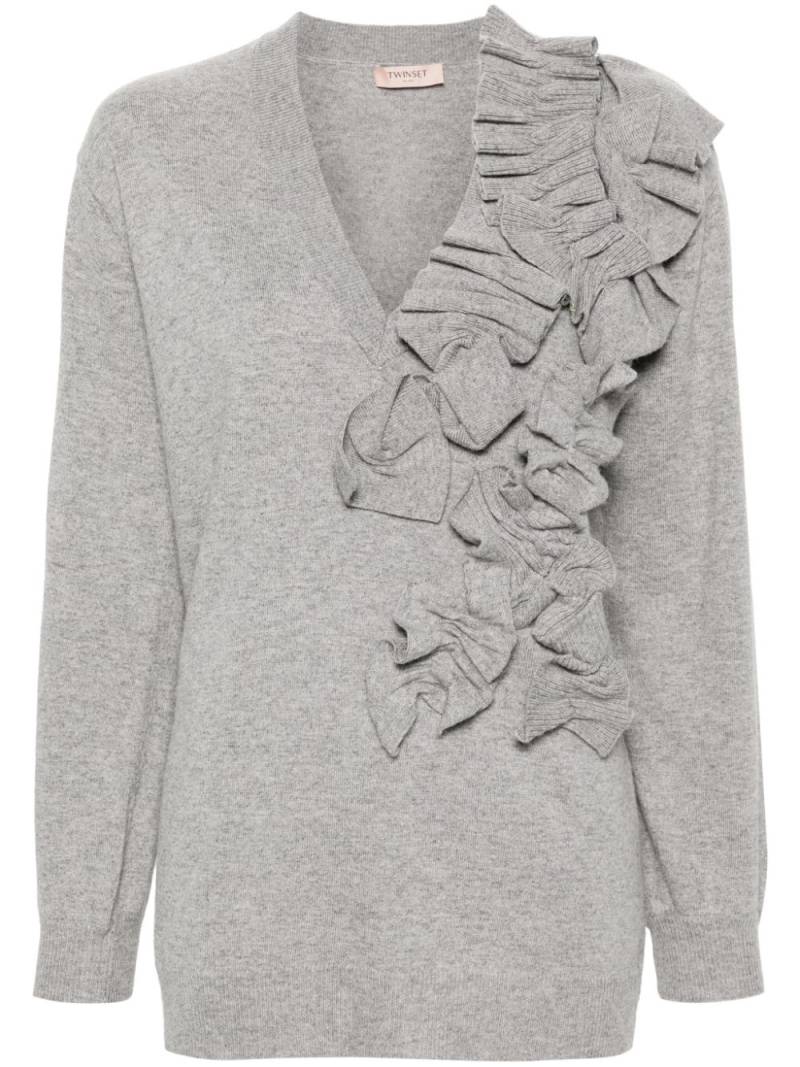 TWINSET ruffle-detail jumper - Grey von TWINSET