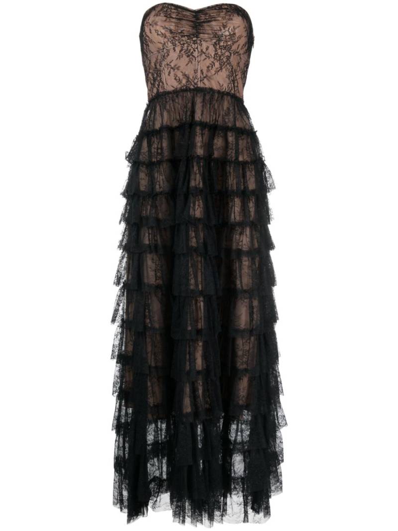 TWINSET ruffled Chantilly-lace maxi dress - Black von TWINSET