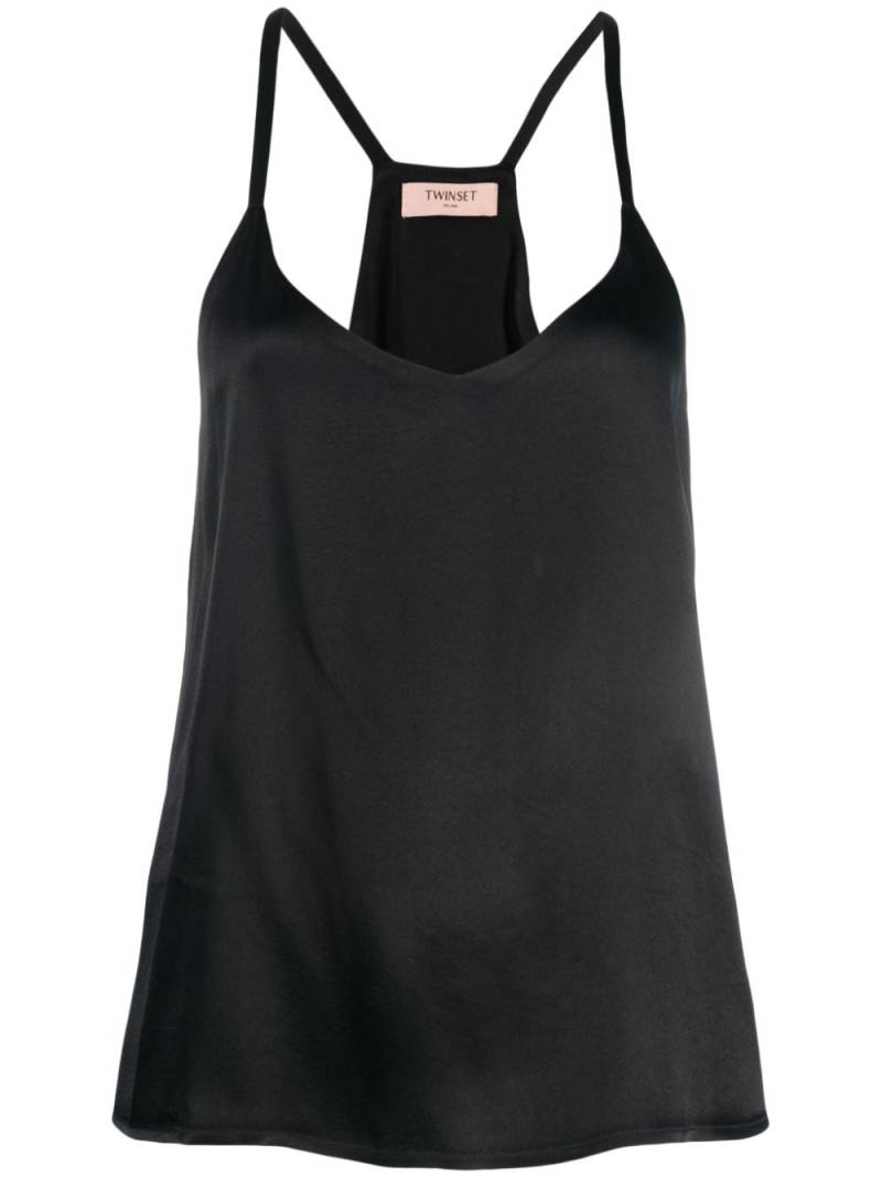 TWINSET satin-finish V-neck tank top - Black von TWINSET