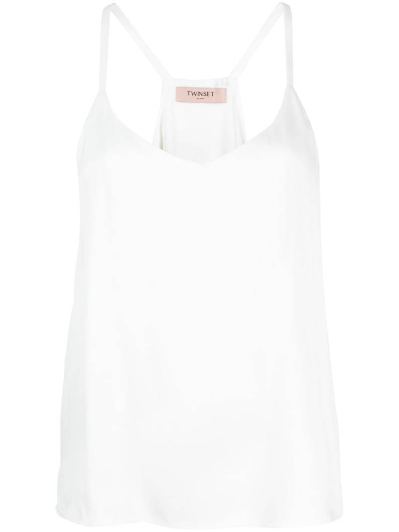 TWINSET satin-finish V-neck tank top - White von TWINSET