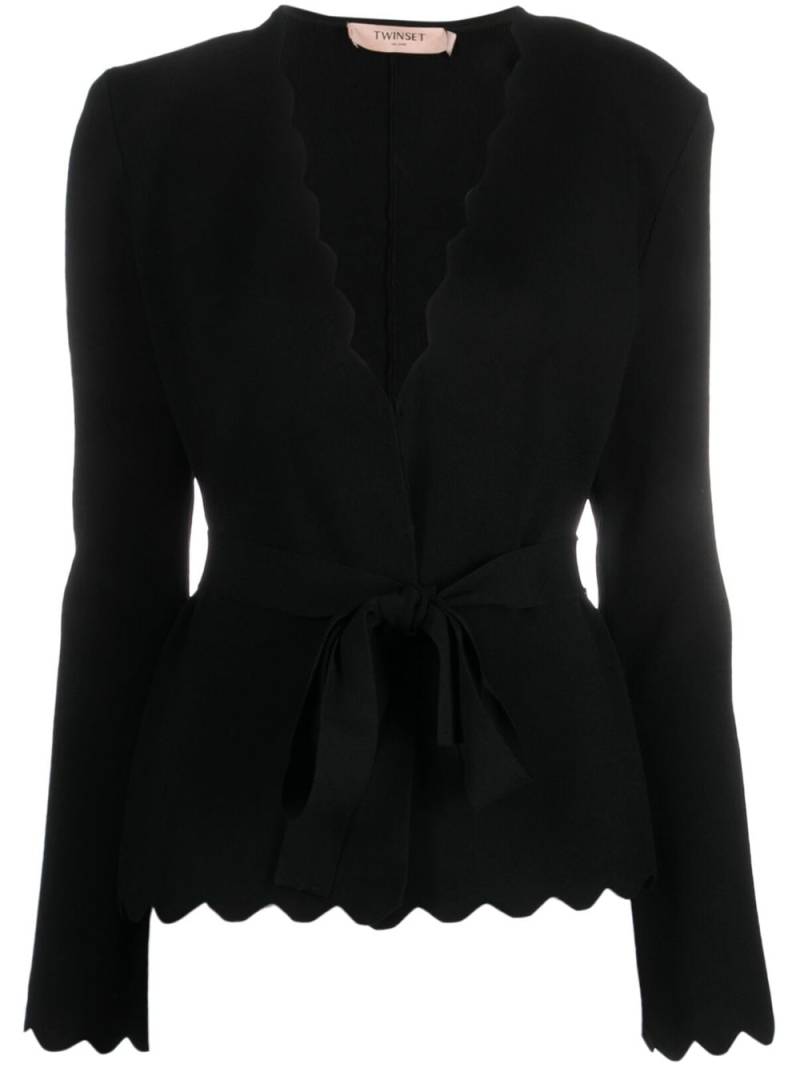 TWINSET scalloped-trim V-neck cardigan - Black von TWINSET