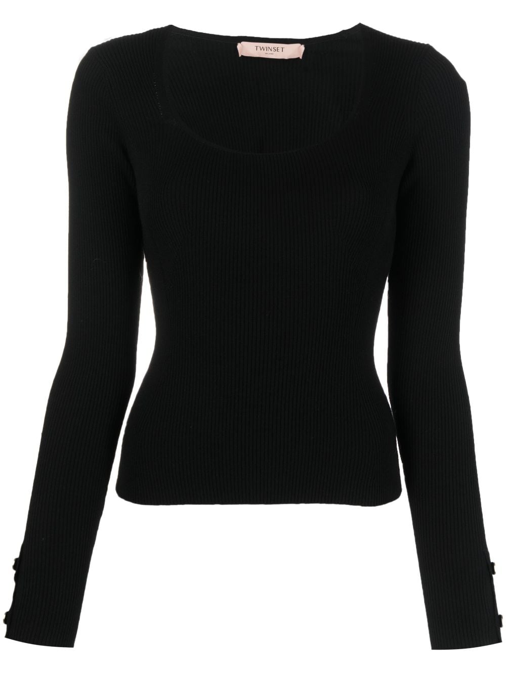 TWINSET scoop-neck ribbed-knit top - Black von TWINSET