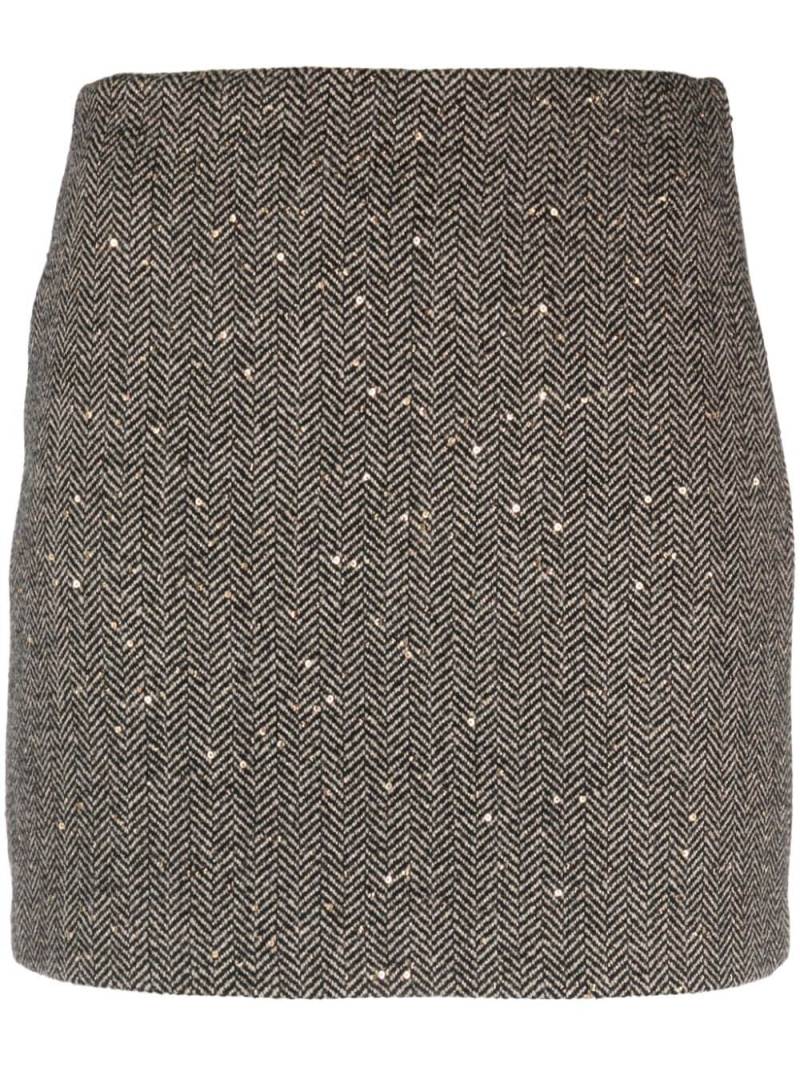 TWINSET sequin-embellished herringbone miniskirt - Black von TWINSET