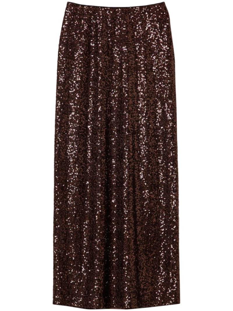 TWINSET sequined long skirt - Brown von TWINSET