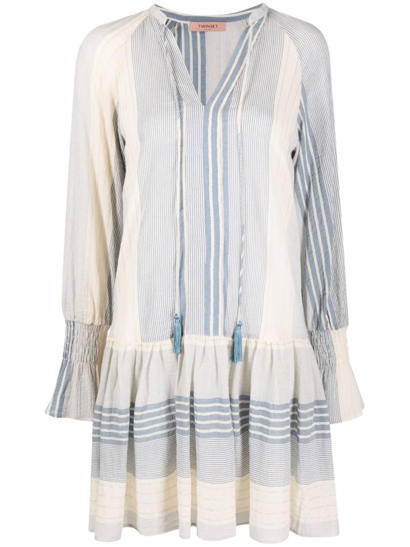 TWINSET short striped gauze dress - Blue von TWINSET