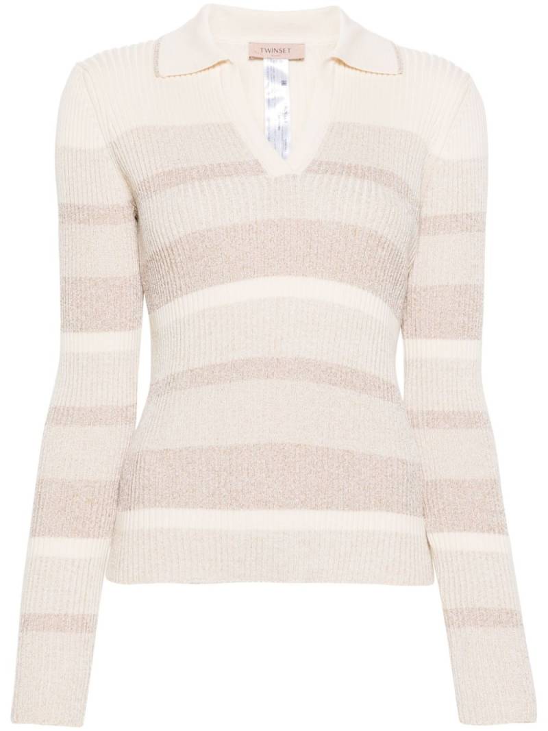 TWINSET striped lurex-detailing jumper - Neutrals von TWINSET