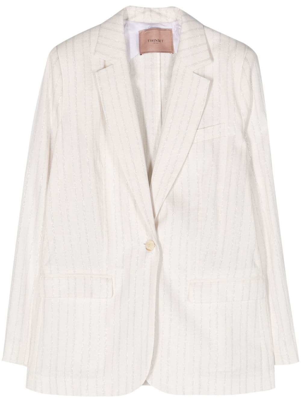 TWINSET striped single-breasted blazer - White von TWINSET