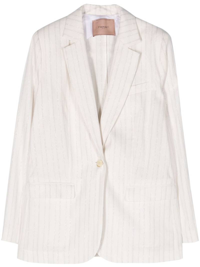 TWINSET striped single-breasted blazer - White von TWINSET