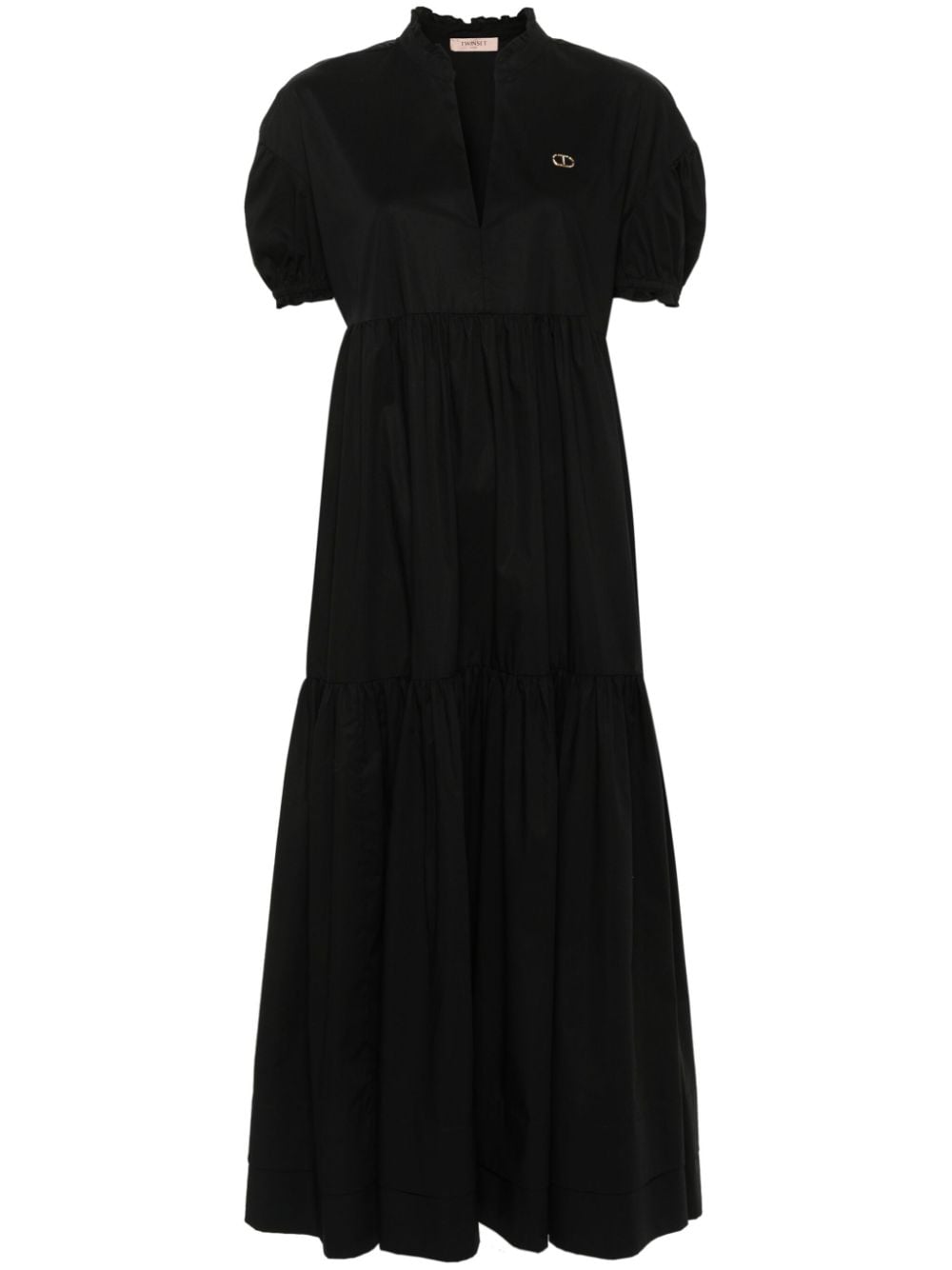 TWINSET tiered cotton midi dress - Black von TWINSET