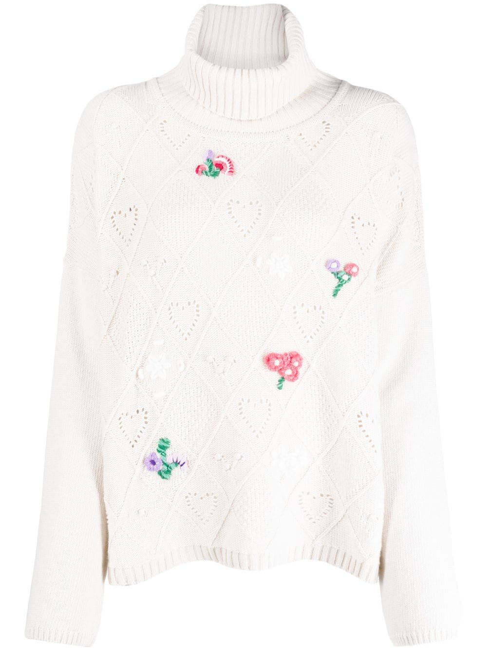 TWINSET x Marco Rambaldi floral-embroidered roll-neck jumper - Neutrals von TWINSET