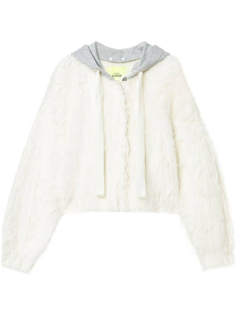 TWINSET x Myfo knitted hooded bomber jacket - White von TWINSET