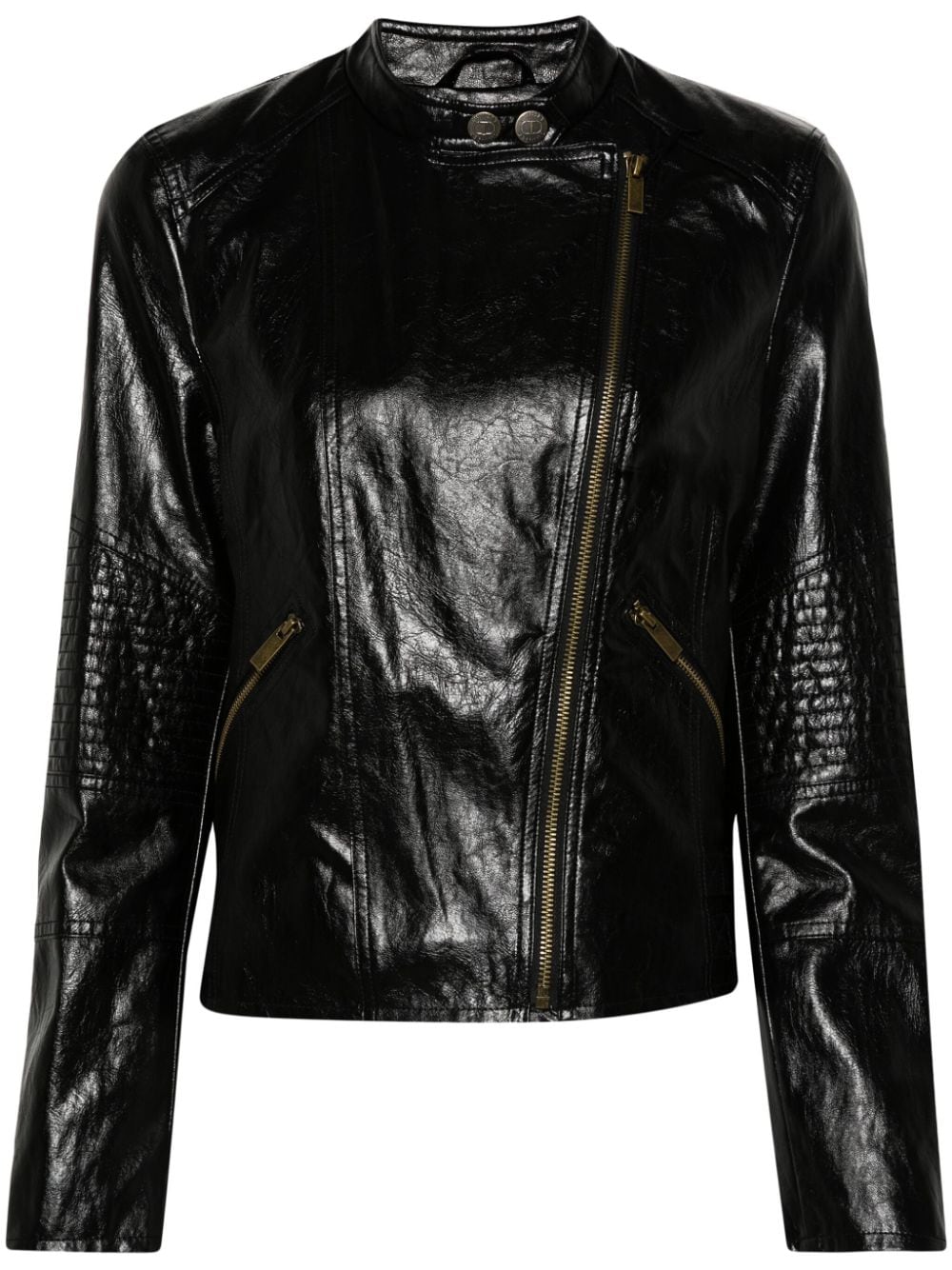 TWINSET zip biker jacket - Black von TWINSET