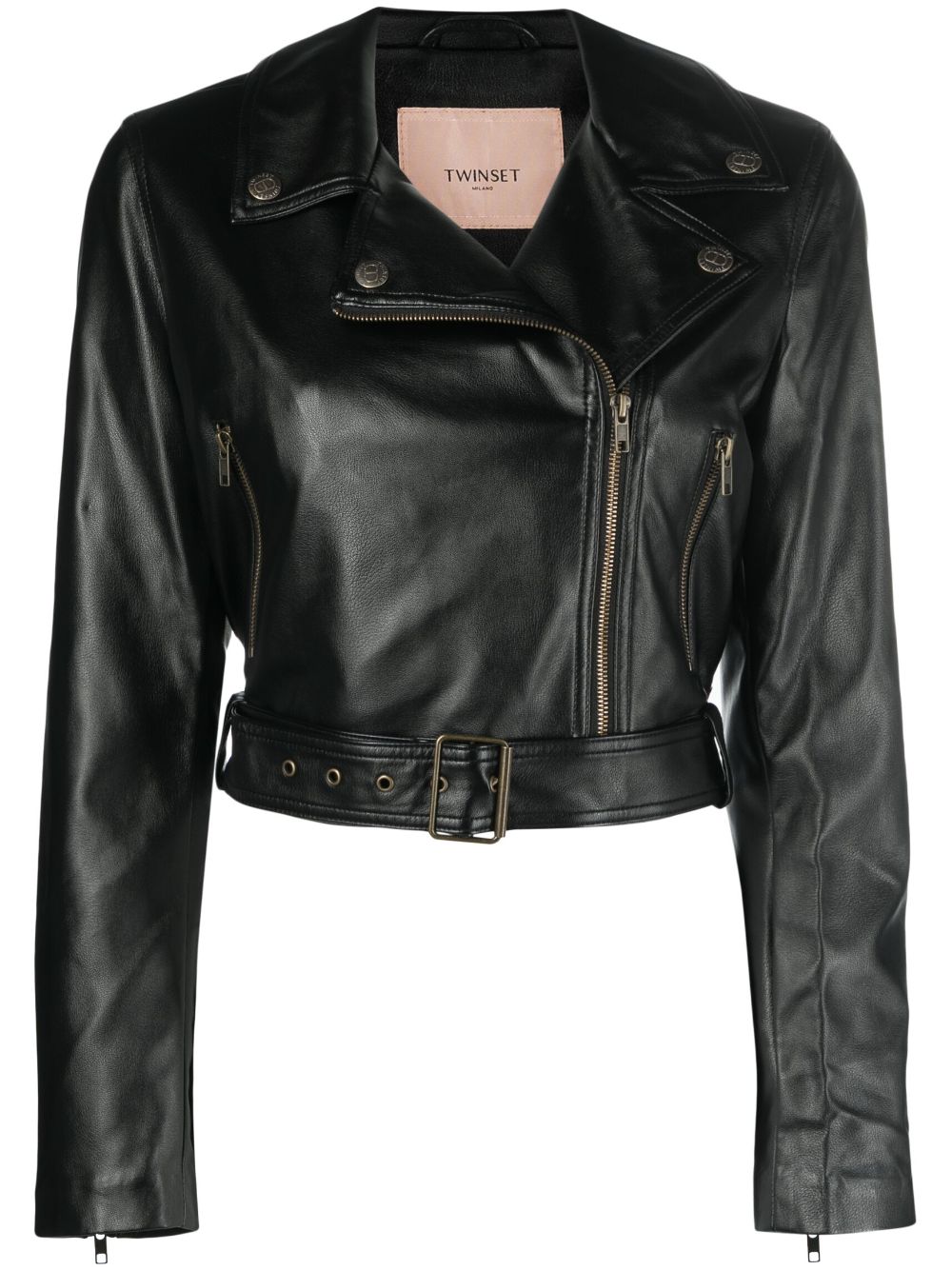 TWINSET zip-up biker jacket - Black von TWINSET