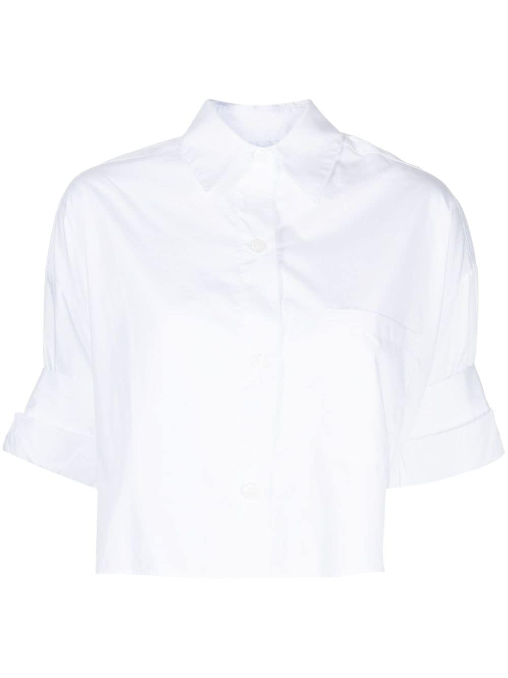TWP folded-sleeve cropped cotton shirt - White von TWP