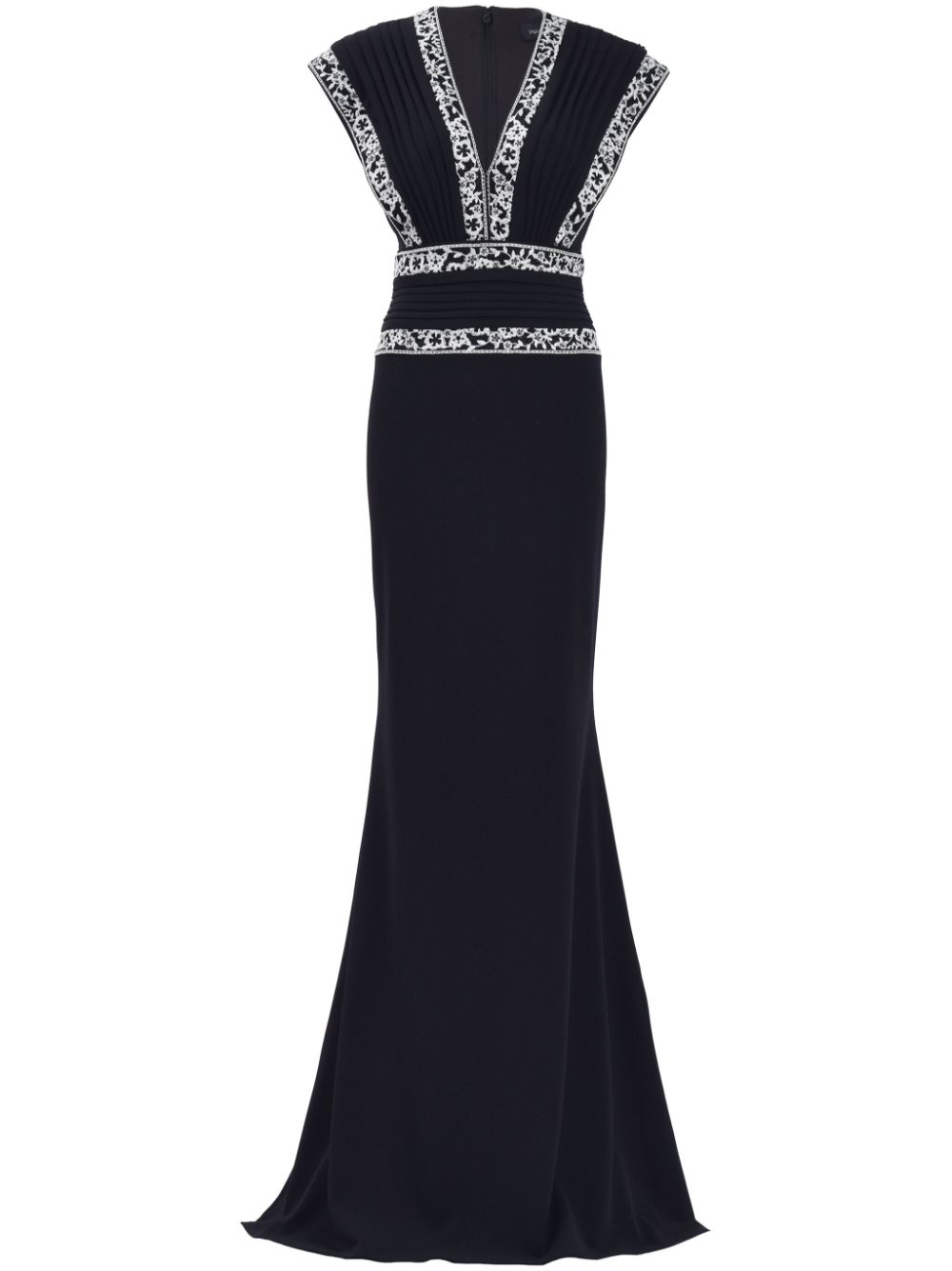 Tadashi Shoji Bedi Embroidered Trim gown - Black von Tadashi Shoji