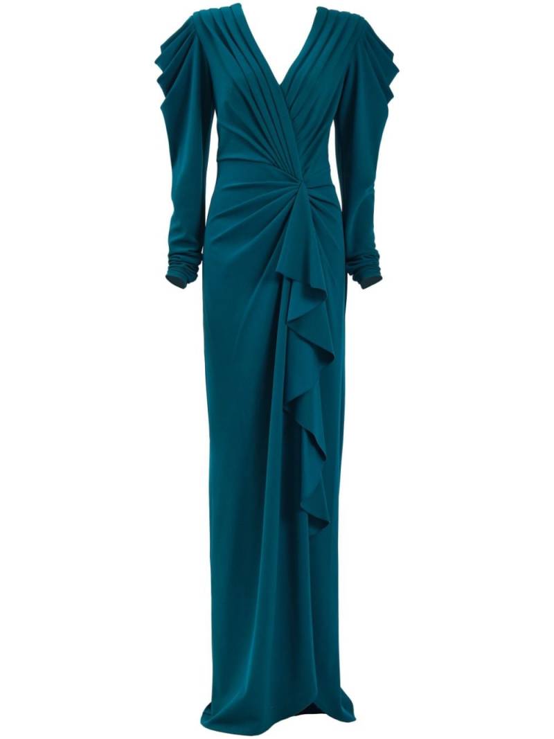 Tadashi Shoji Finch Waterfall Draped gown - Blue von Tadashi Shoji