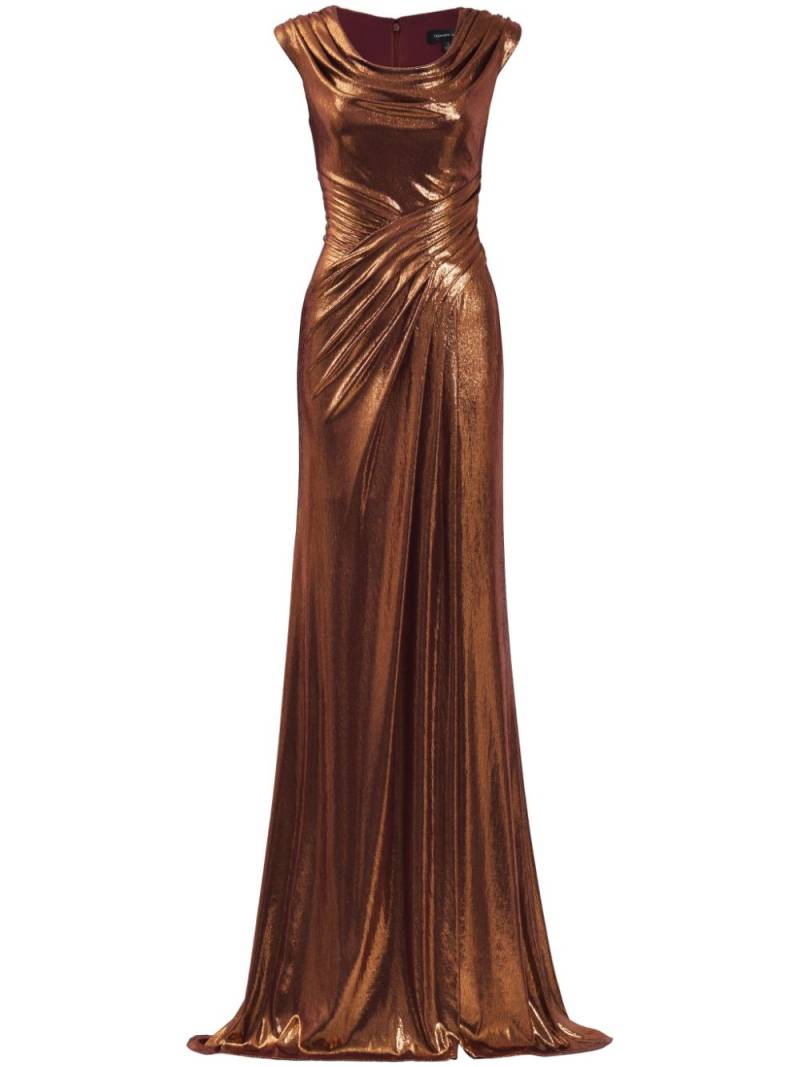 Tadashi Shoji Houghton draped gown - Brown von Tadashi Shoji