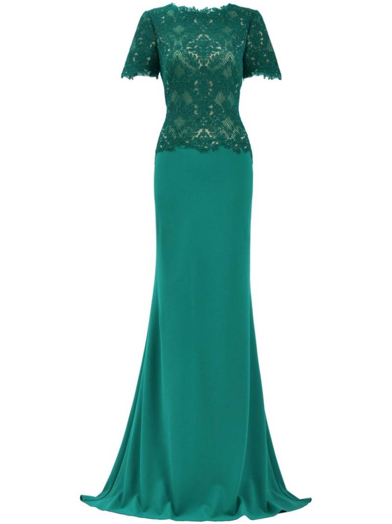 Tadashi Shoji Mitra Lattice Embroidered Bodice gown - Green von Tadashi Shoji