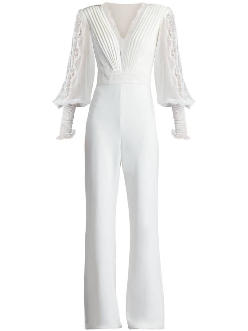 Tadashi Shoji V-neck crepe jumpsuit - White von Tadashi Shoji