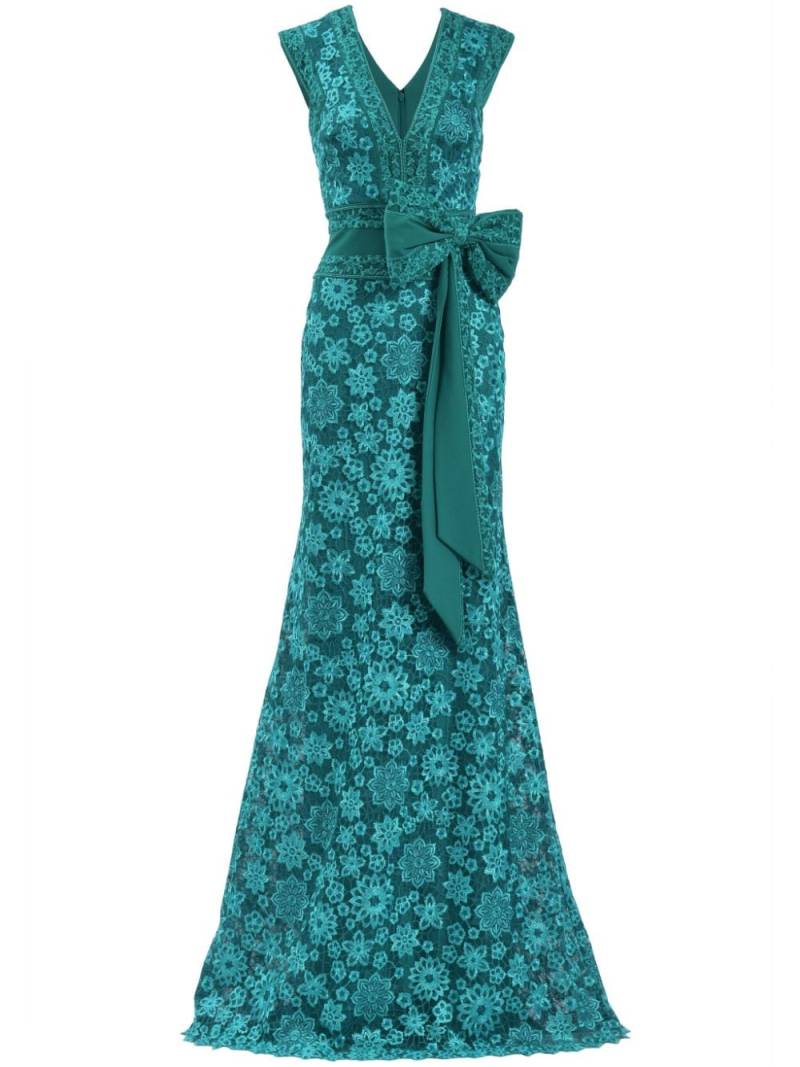 Tadashi Shoji embroidered V-neck gown - Green von Tadashi Shoji