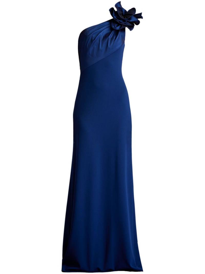 Tadashi Shoji floral-appliqué asymmetric gown - Blue von Tadashi Shoji