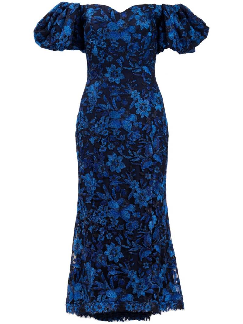 Tadashi Shoji floral-embroidered midi dress - Blue von Tadashi Shoji