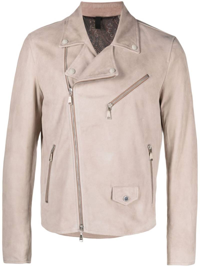 Tagliatore Franklin suede biker jacket - Neutrals von Tagliatore