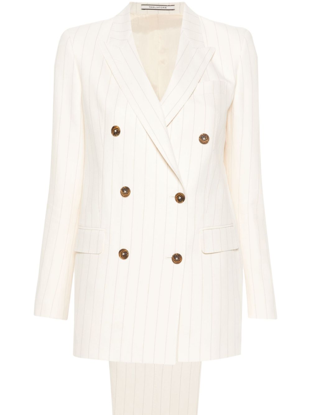 Tagliatore Jasmine pinstriped double-breasted suit - Neutrals von Tagliatore