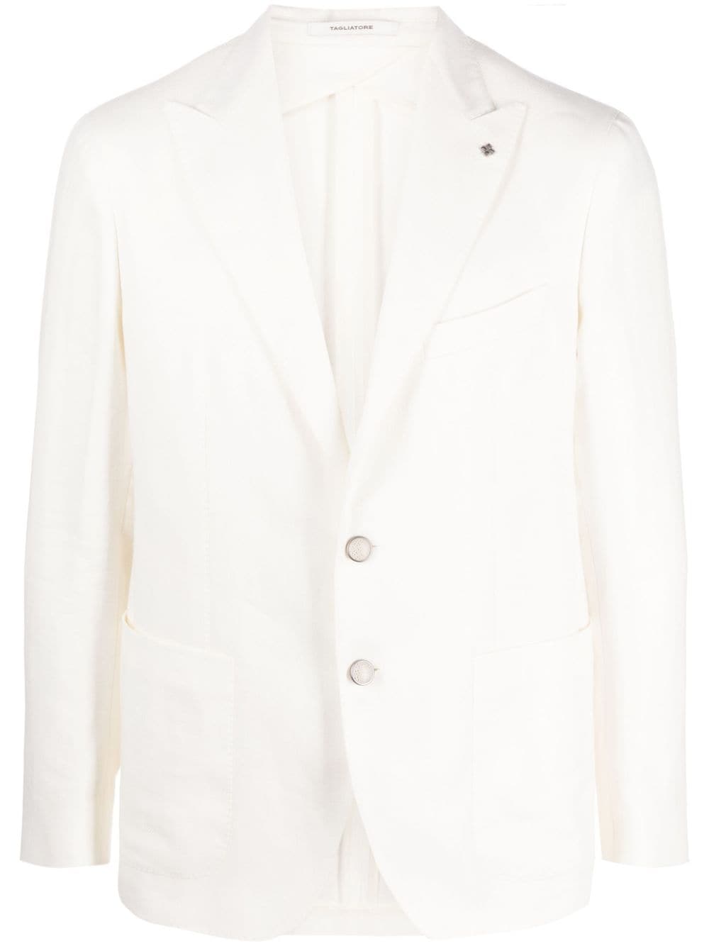 Tagliatore brooch-detail linen blend blazer - White von Tagliatore