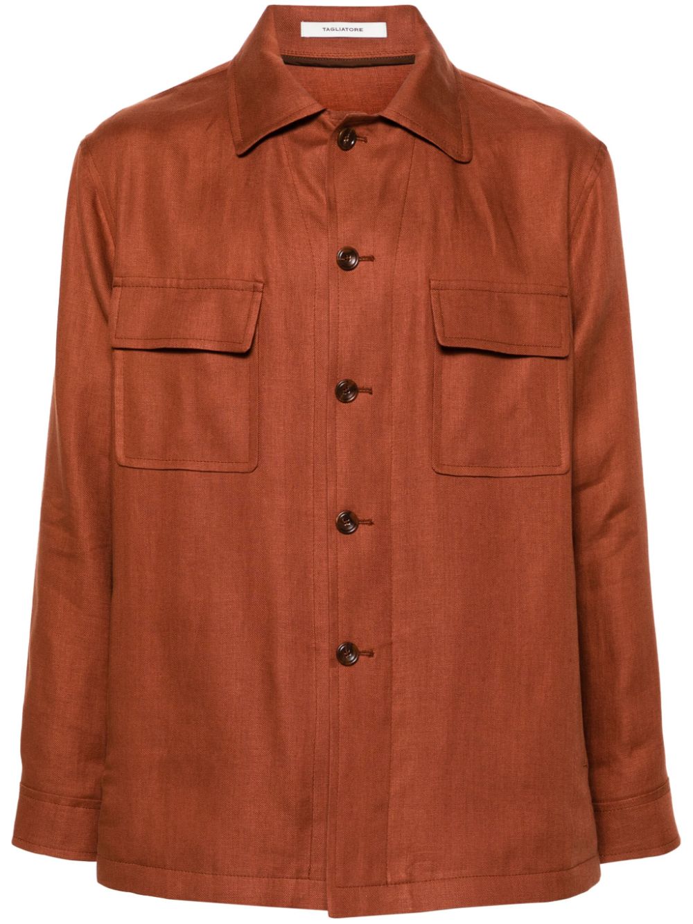 Tagliatore button-down linen shirt jacket - Orange von Tagliatore