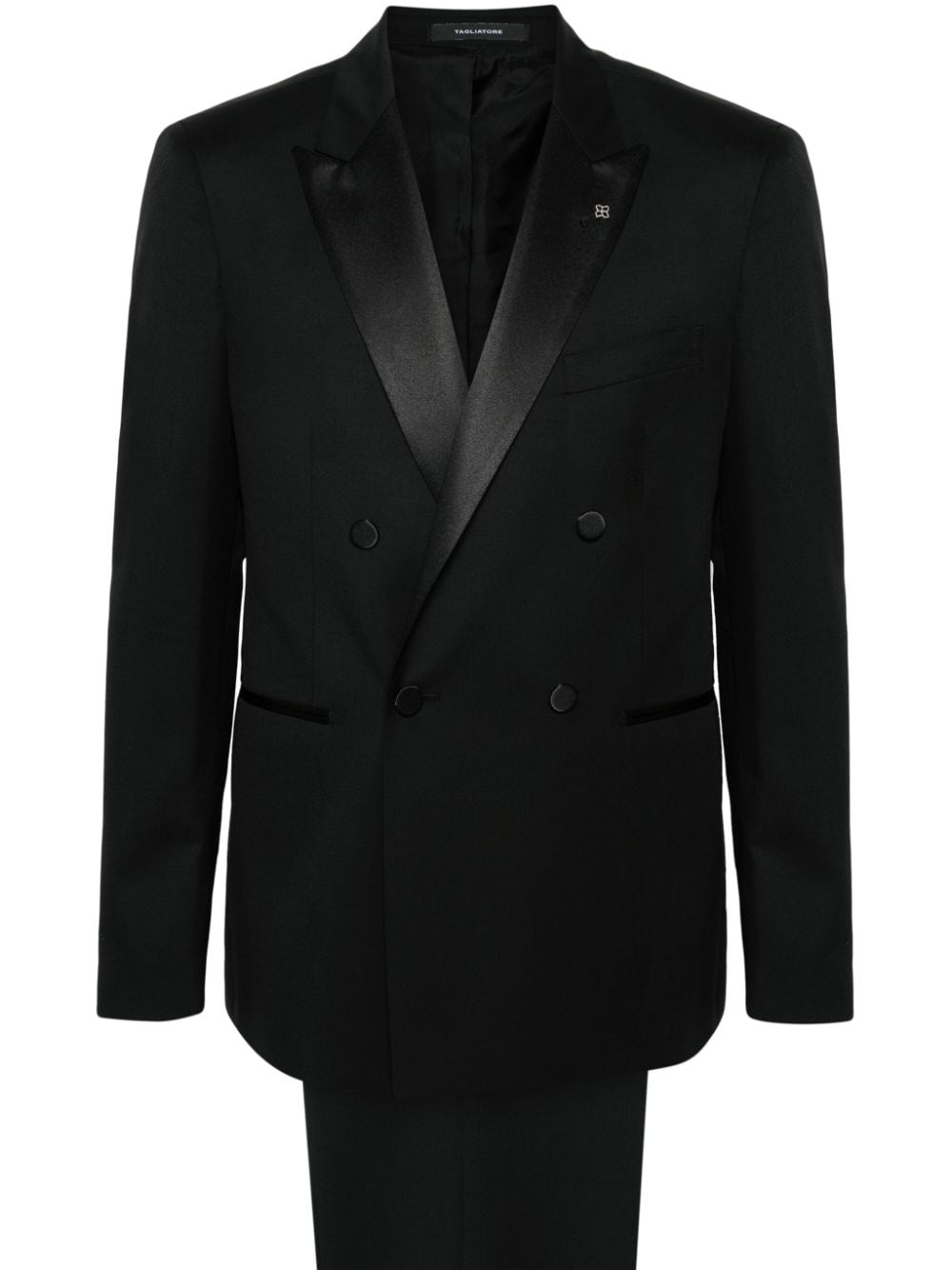 Tagliatore double-breasted virgin-wool suit - Black von Tagliatore